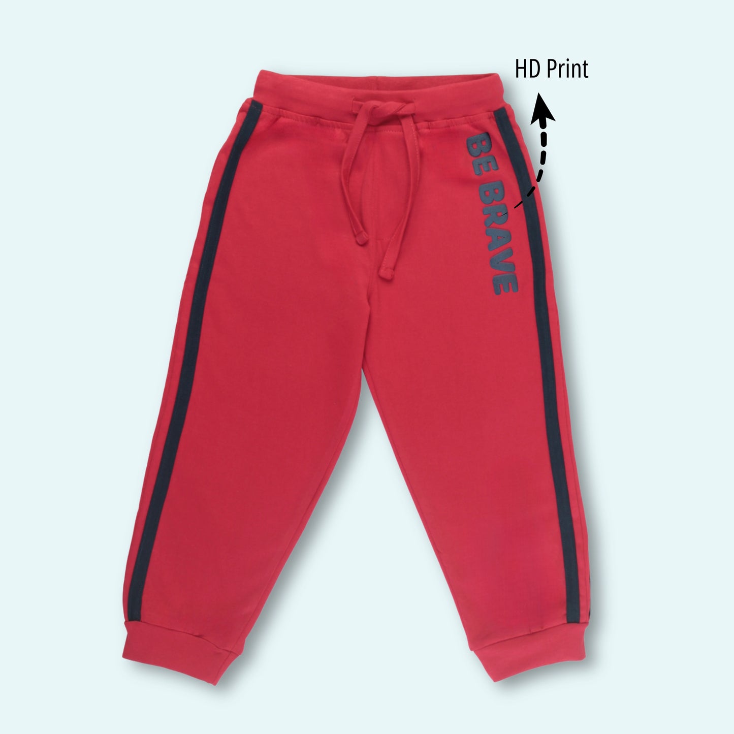 Boys Cotton Joggers with Astronaut Print & Tape Detailing (Set of 2) – Golden, Red | Littleseeds™ Kidswear