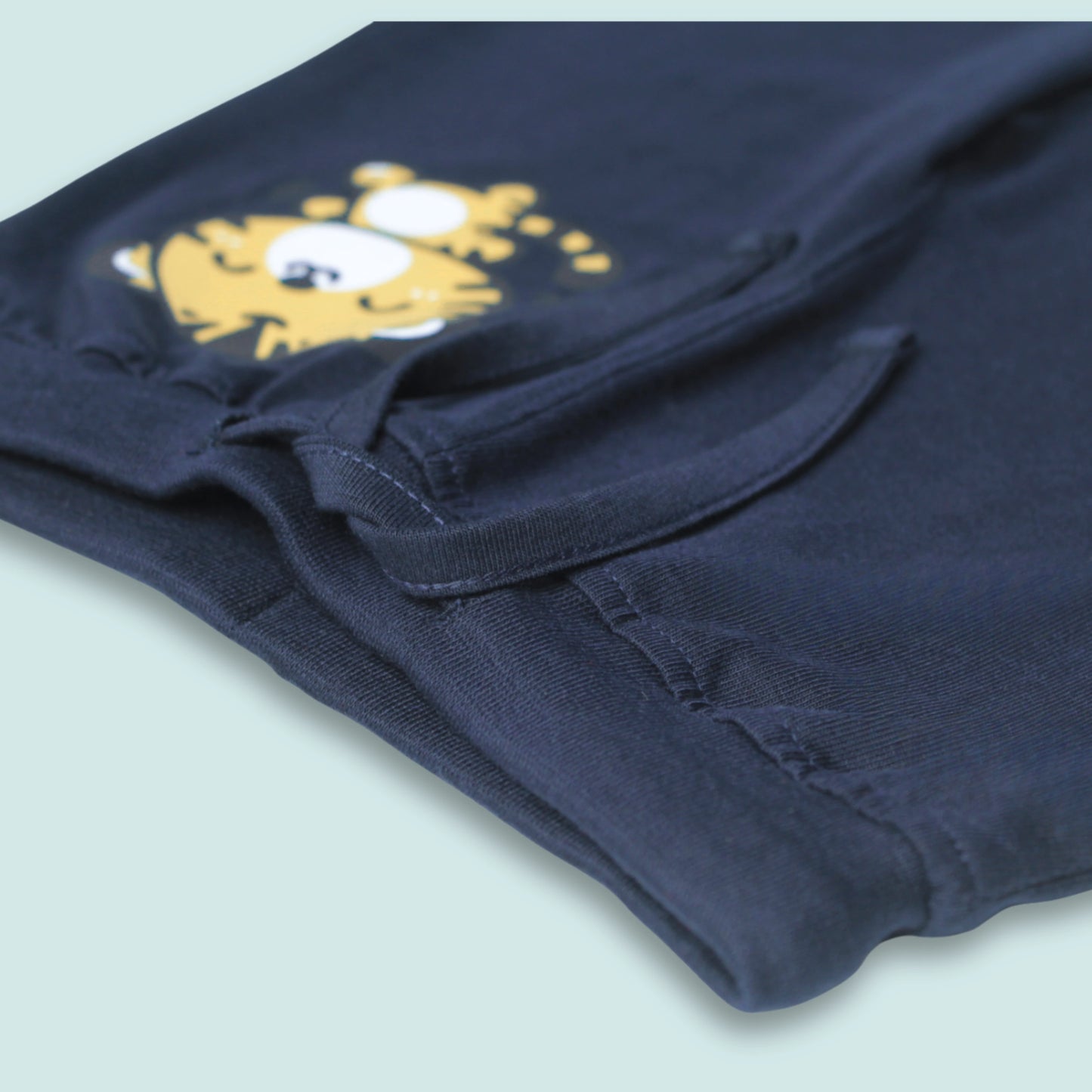Boys Cotton Joggers with Animal Print & Tape Detailing (Set of 2) – Navy, Teal Green | Littleseeds™ Kidswear