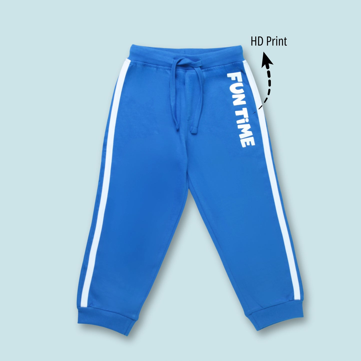 Boys Cotton Joggers with Animal Print & Tape Detailing (Set of 2) – Teal Green, Royal Blue | Littleseeds™ Kidswear