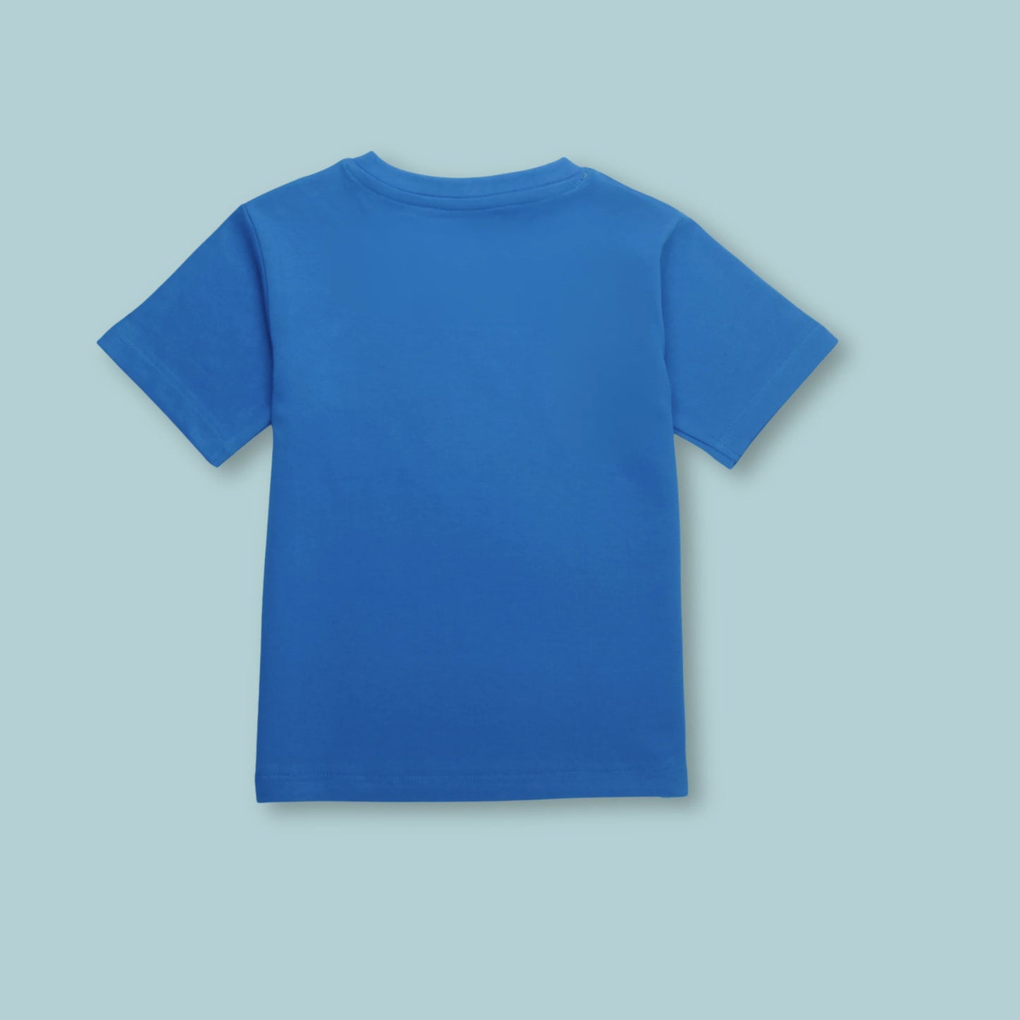 Boys Cotton Half Sleeve T-Shirt with Cat Print – Royal Blue | Littleseeds™ Kidswear