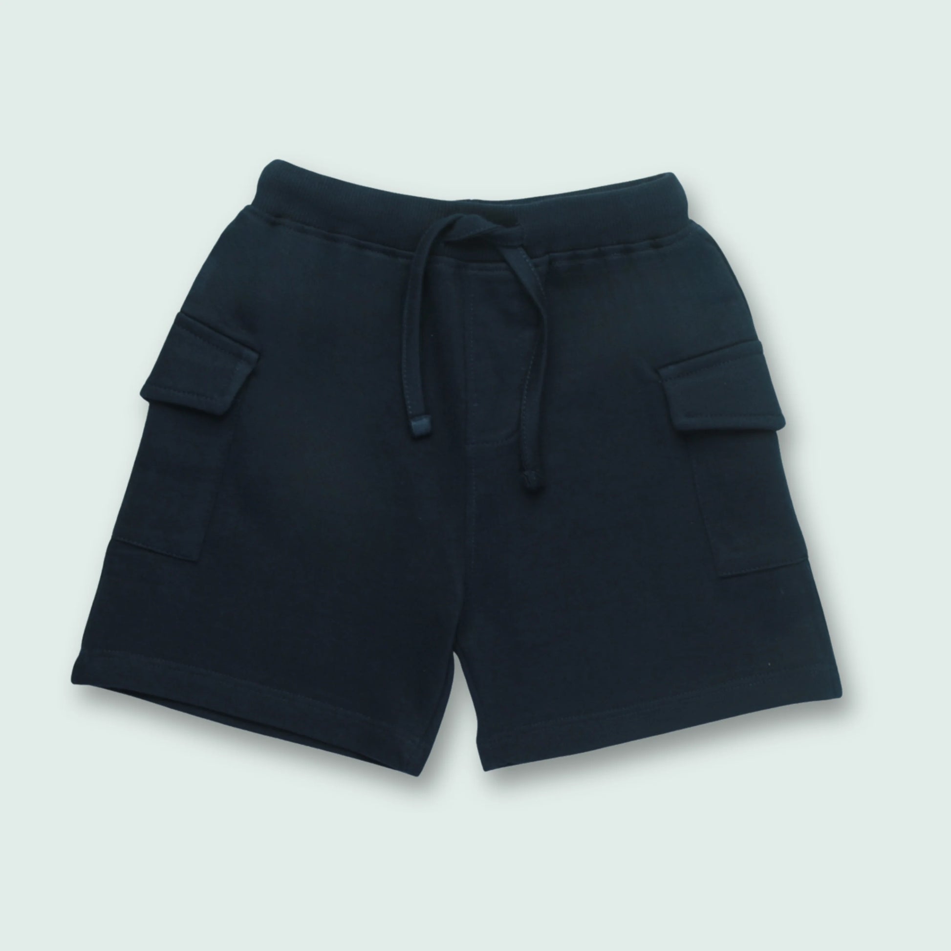 Comfortable navy cotton shorts – front view of breathable baby clothes for boys ideal for daily wear and playtime
