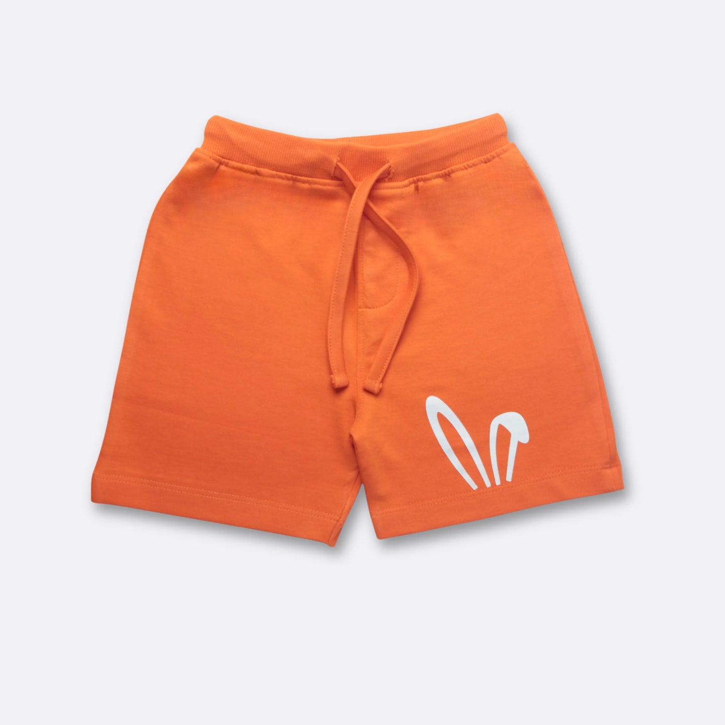 Comfortable orange cotton shorts for baby boys – front view showing soft fabric and everyday wear design
