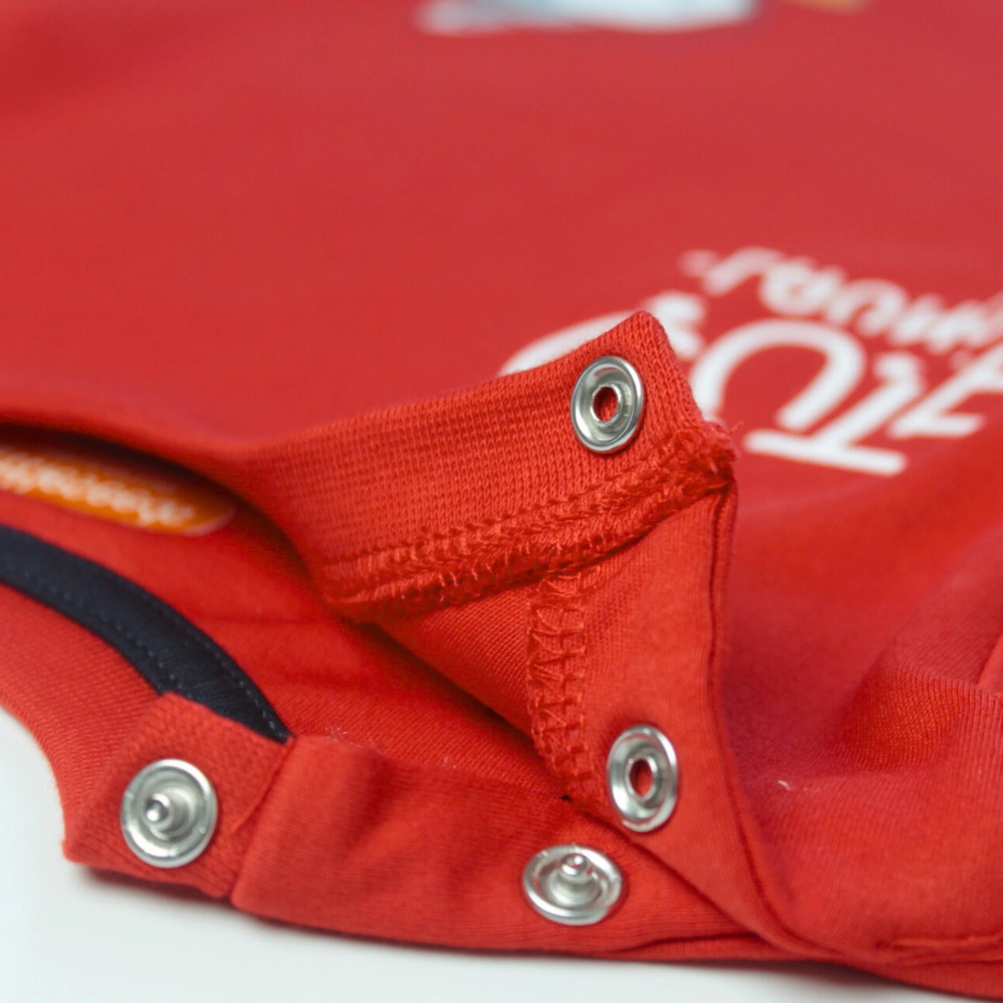 Detailed view of red rabbit print cotton T-shirt for boys – high-quality baby clothing perfect for everyday comfort