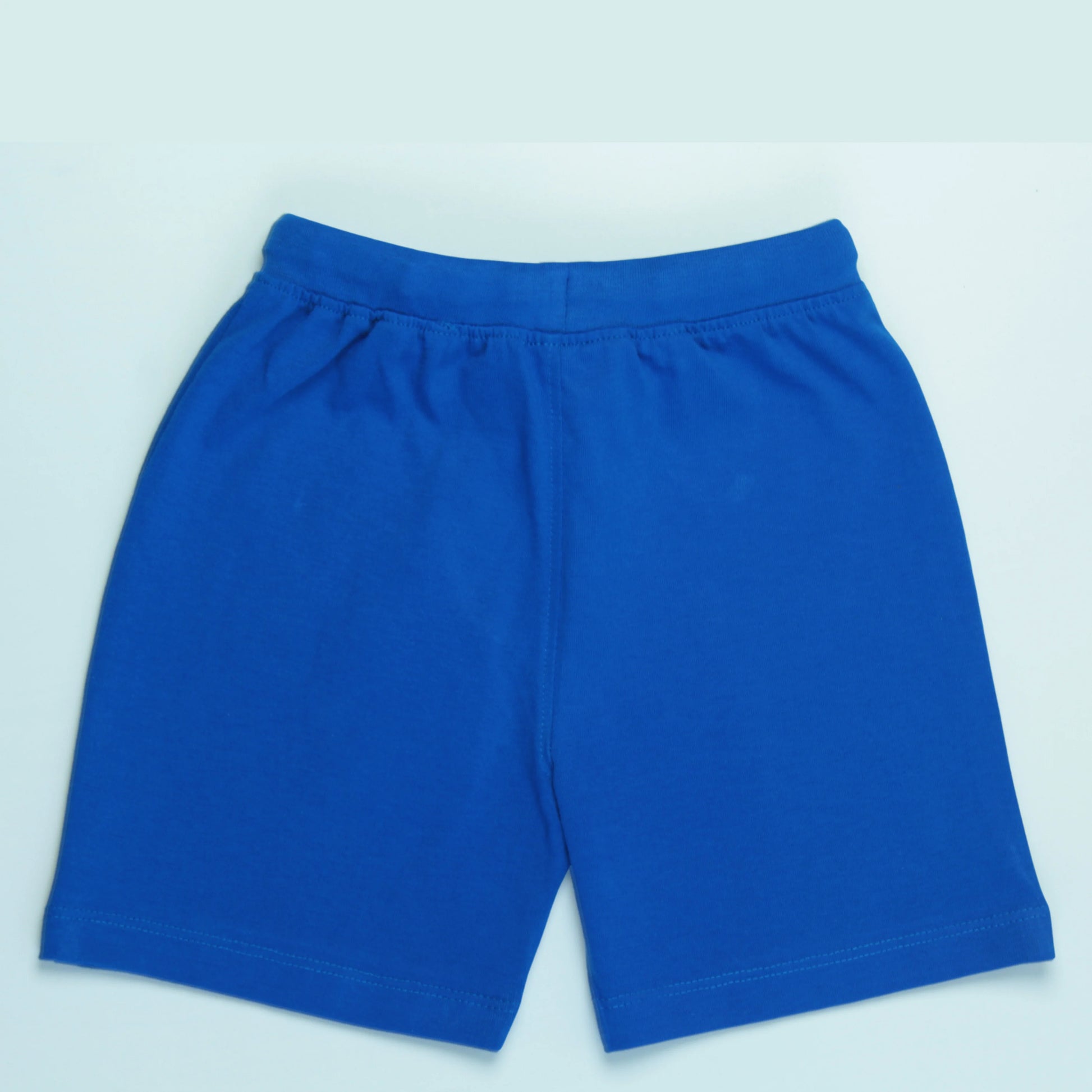 Comfortable royal blue boys shorts featuring trendy text design, crafted by one of the best brands for kidswear – Littleseeds™