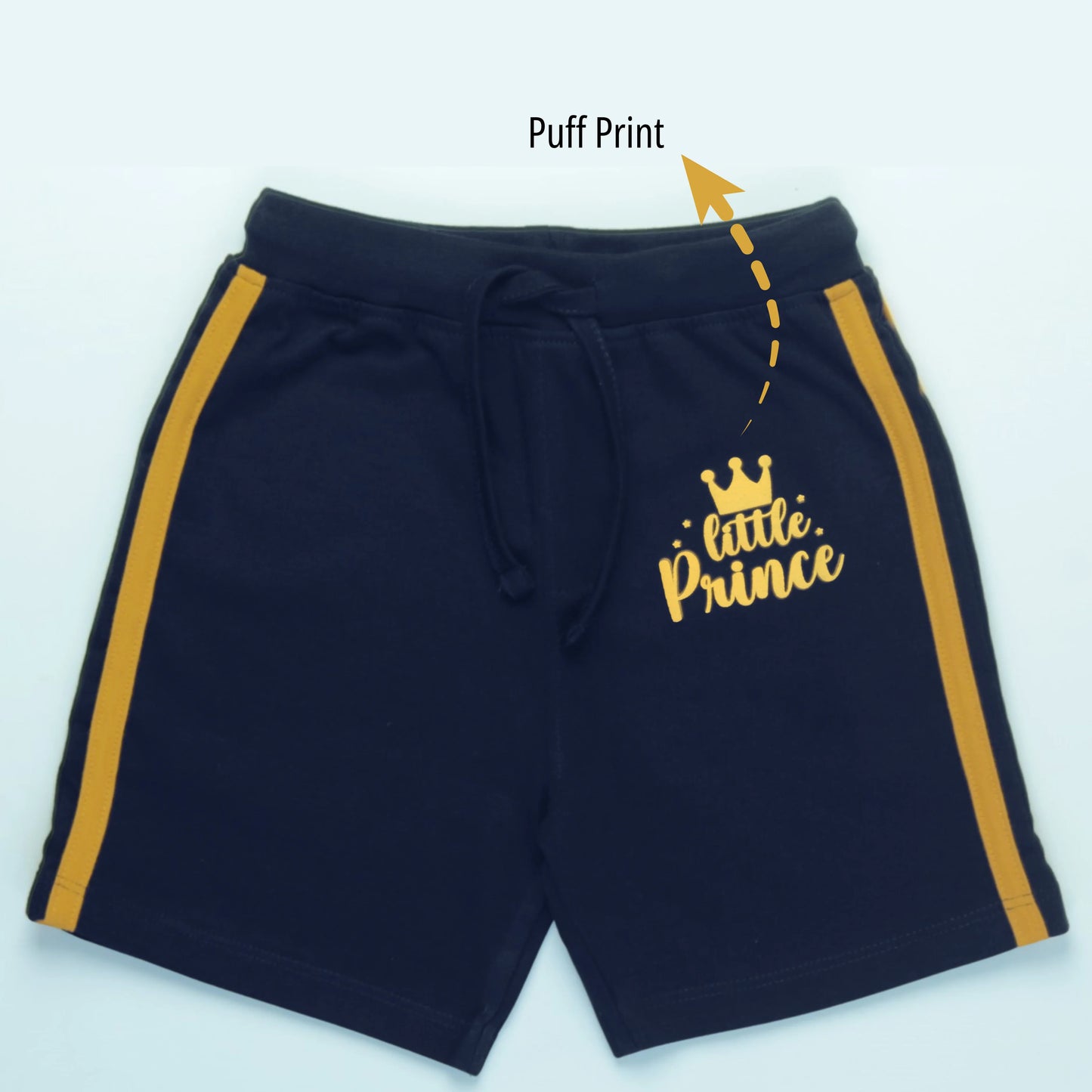 Trendy navy cotton boys' clothing shorts with sporty tape detailing for a stylish everyday look – Littleseeds™