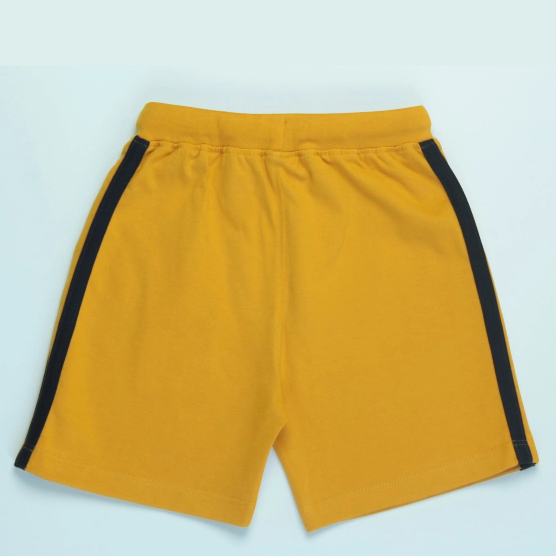 Stylish boys' clothing yellow cotton shorts with tape detailing, designed for comfort and style – Littleseeds™