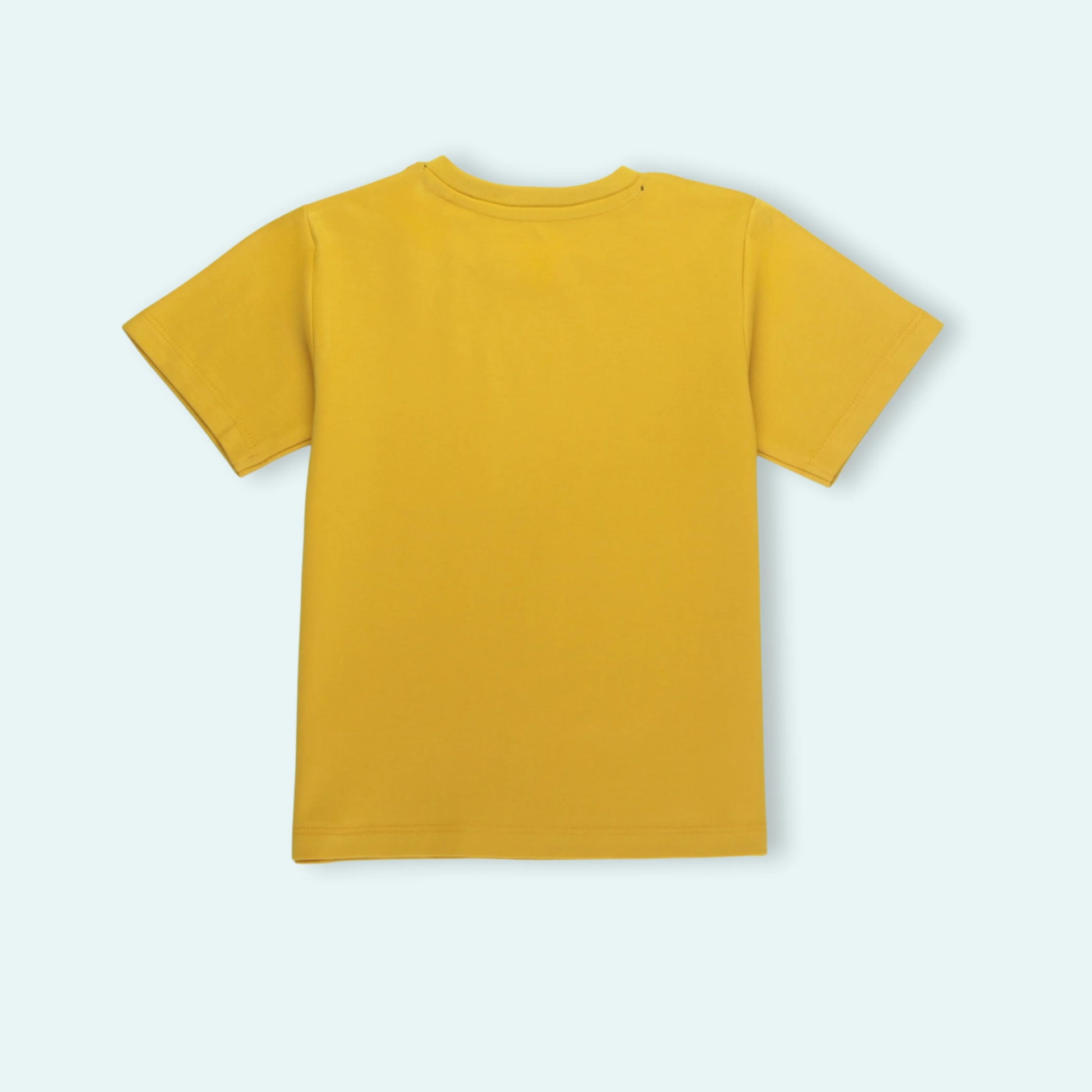 Back view of golden boys cotton T-shirt with astronaut design – breathable and comfy clothing for infant from Littleseeds™.