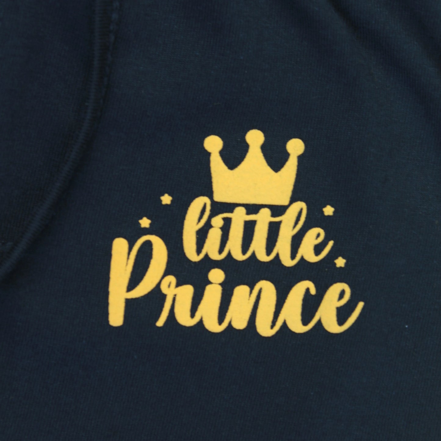 Close-up view of navy blue infants shorts – premium 100% cotton fabric with detailed tape finishing, Littleseeds™ kidswear.