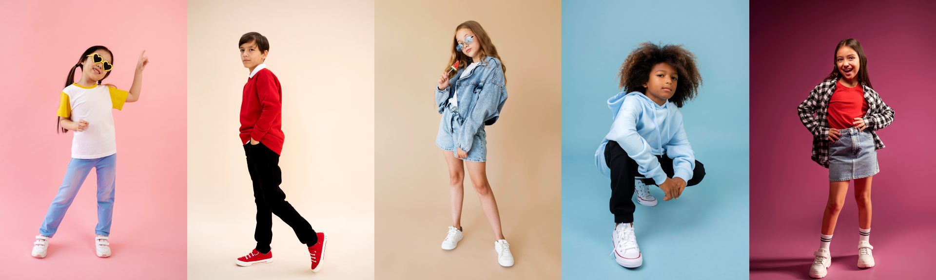 Littleseeds casual kidswear collection with toddlers dressed in bright pastel cotton clothing, combining comfort, durability, and playful designs.