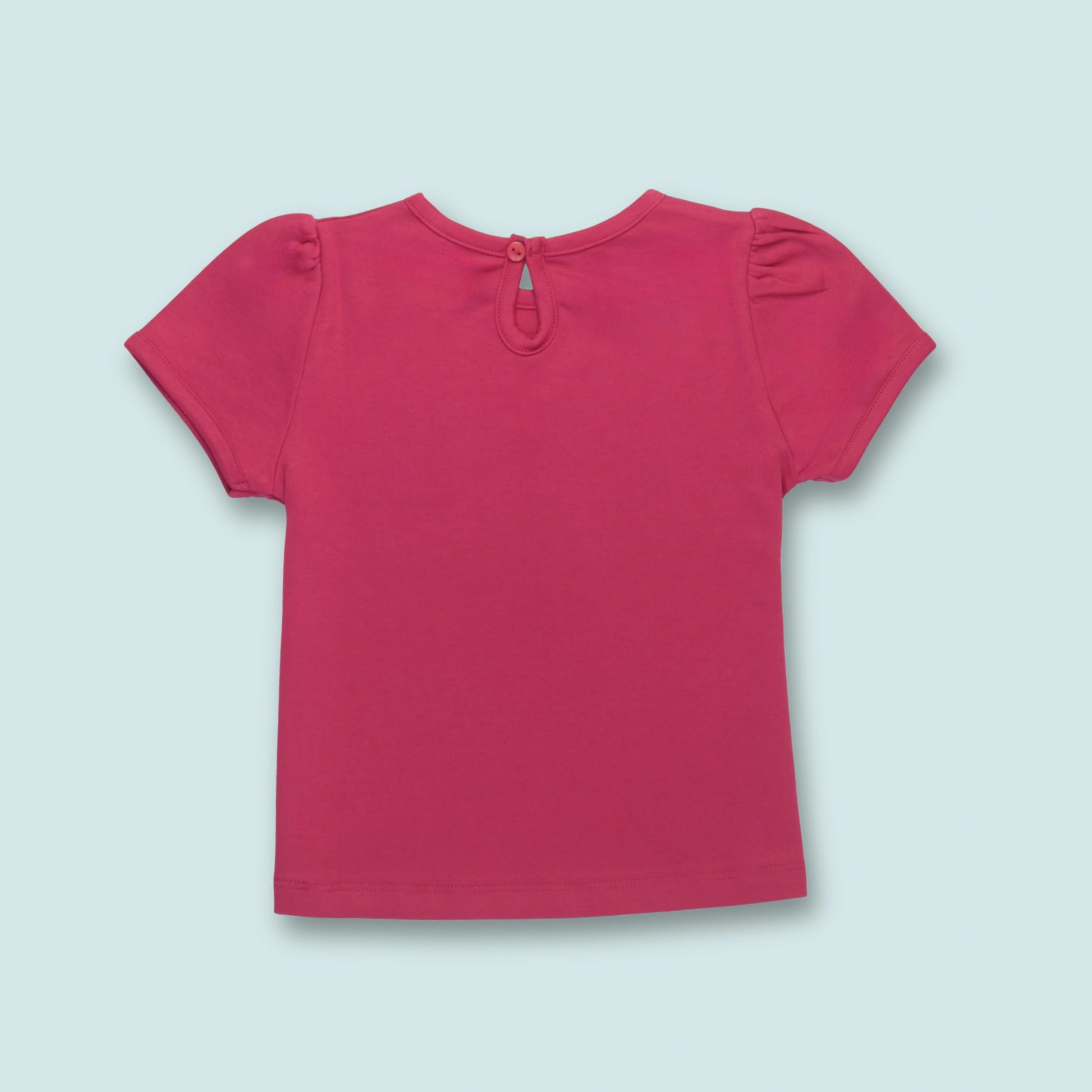 Back view of dark pink cotton T-shirt – lightweight and breathable night dress for childrens ideal for sleep and lounge wear.