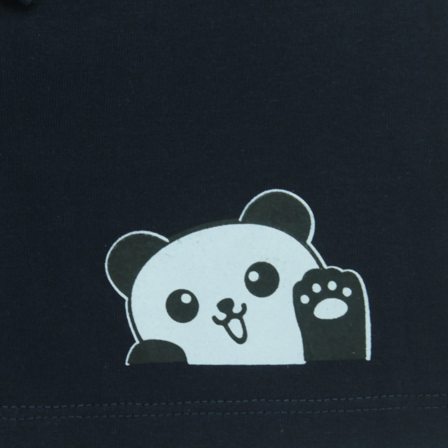 Close-up view of navy cotton shorts for infants highlighting soft breathable fabric and quality stitching