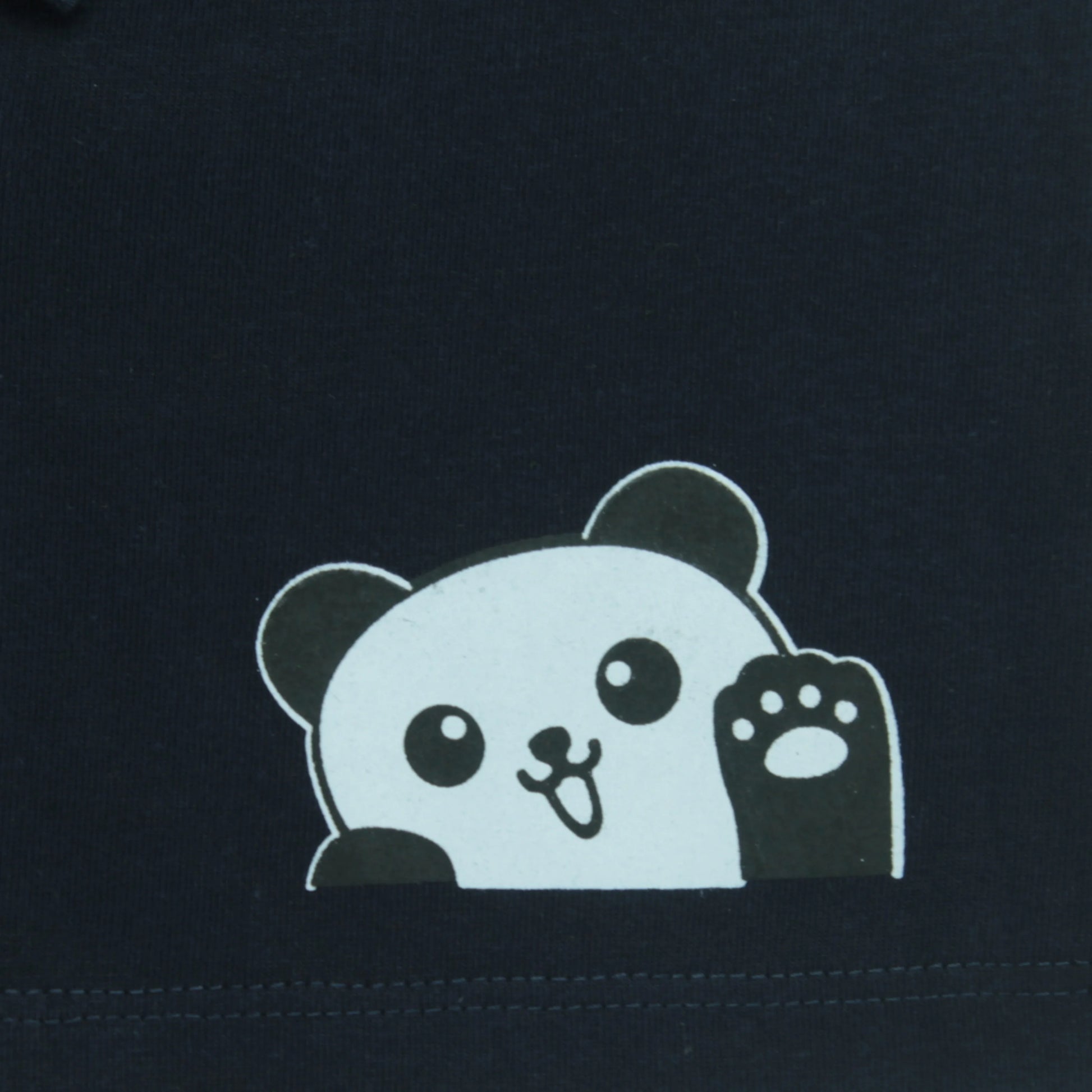 Close-up view of navy cotton shorts for infants highlighting soft breathable fabric and quality stitching