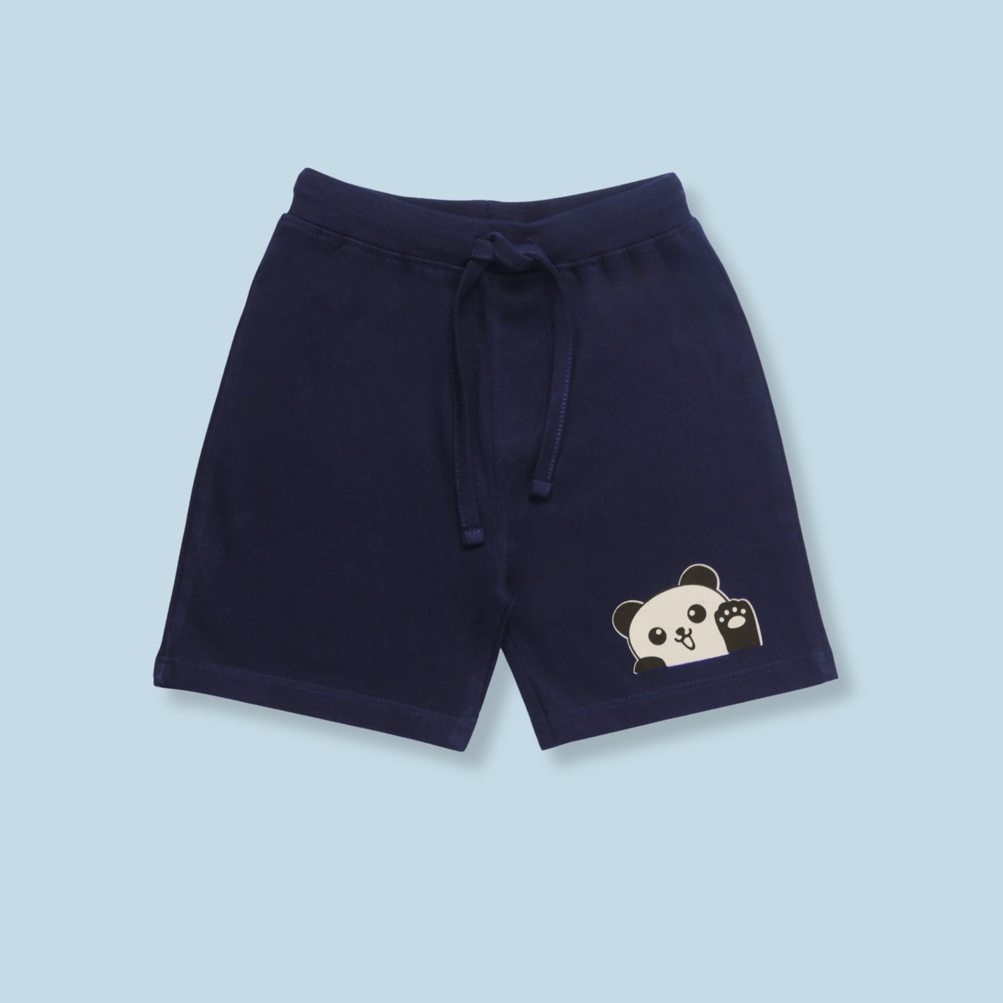 Comfortable navy cotton shorts for infants with soft elastic waistband – perfect match with childrens t shirts for everyday wear