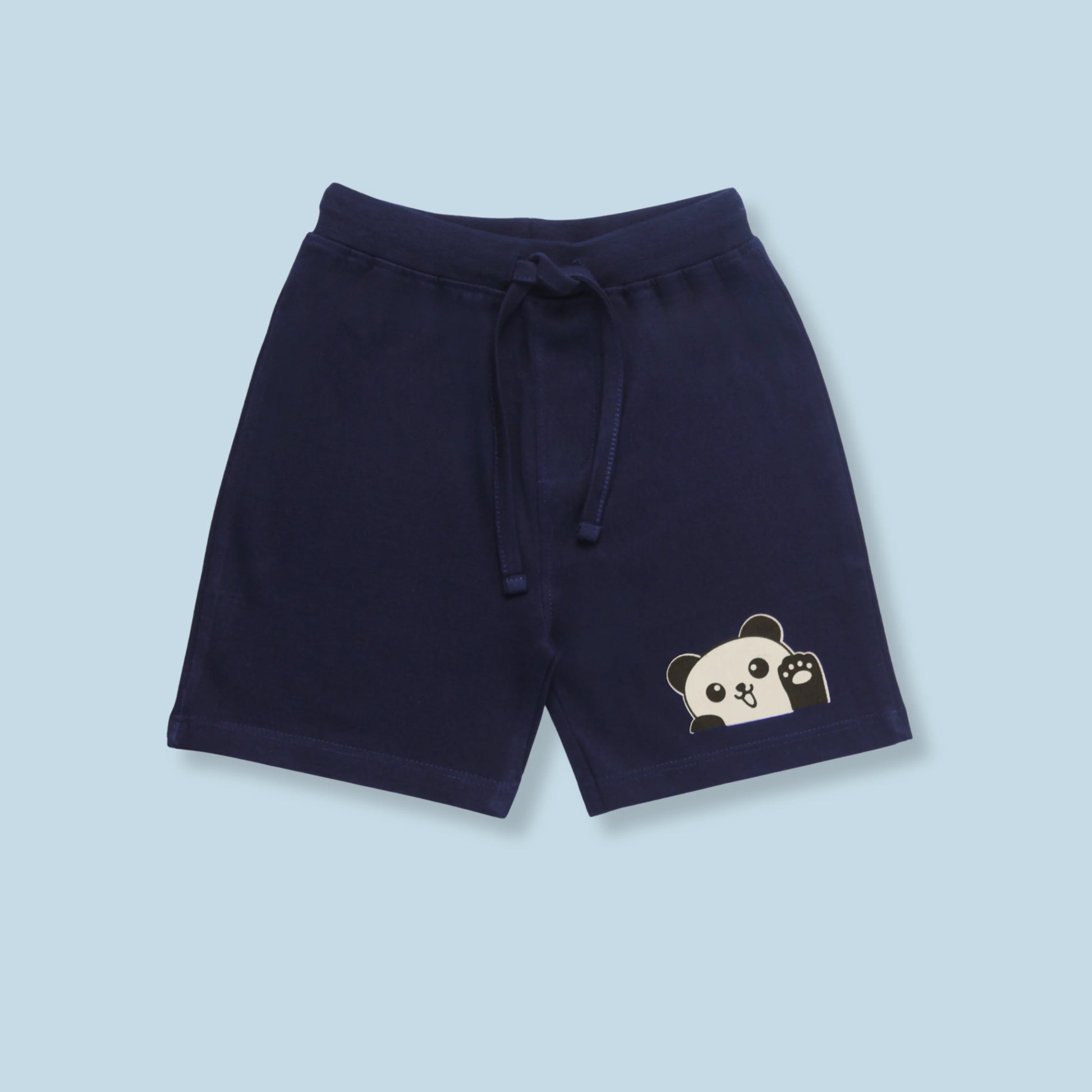 Comfortable navy cotton shorts for infants with soft elastic waistband – perfect match with childrens t shirts for everyday wear