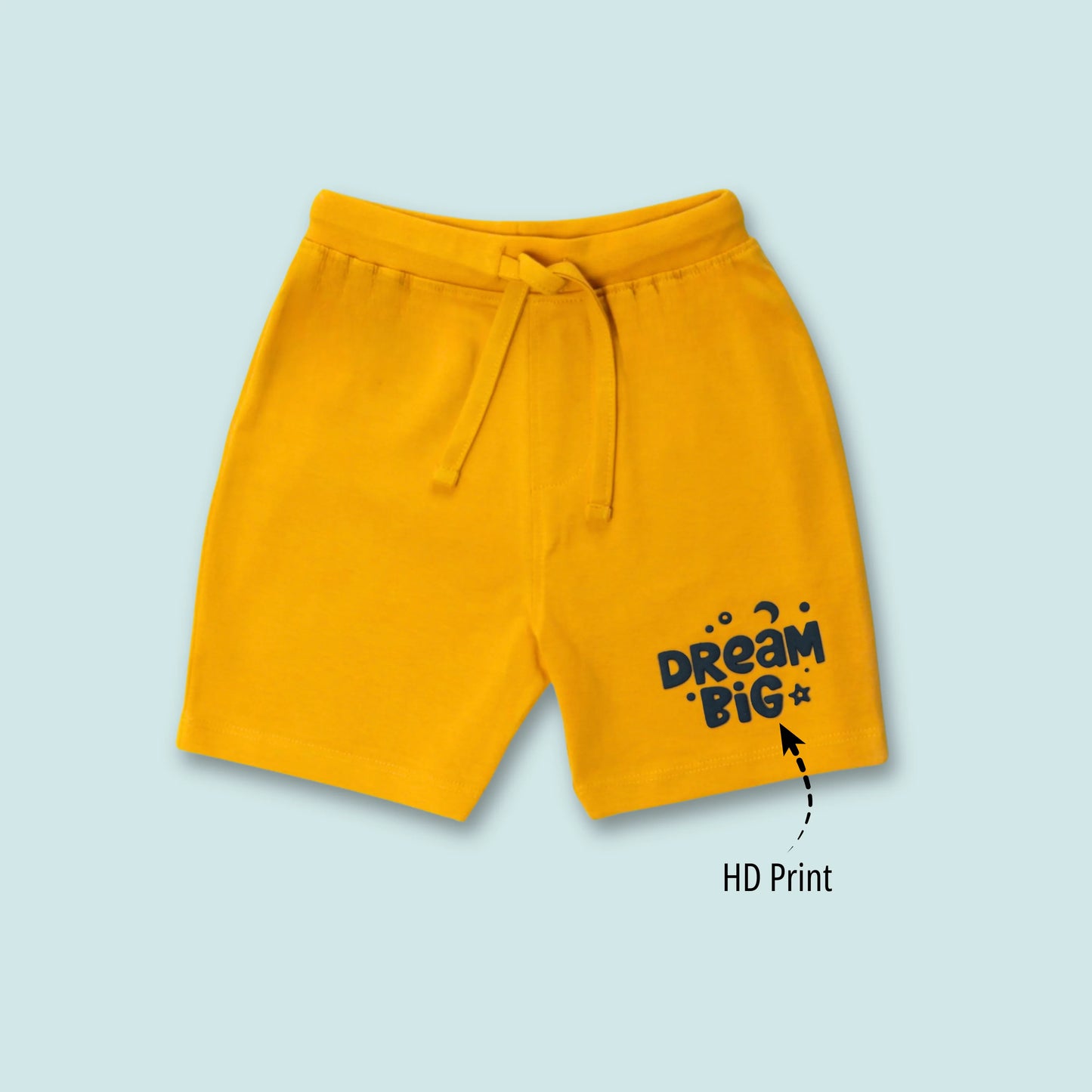 Comfortable cotton shorts for infants in yellow – lightweight and breathable everyday wear with soft elastic waist from Littleseeds™