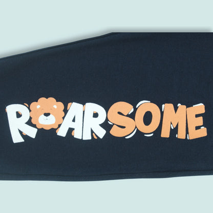 Boys Cotton Joggers with Text Print – Navy Blue | Littleseeds™ Kidswear