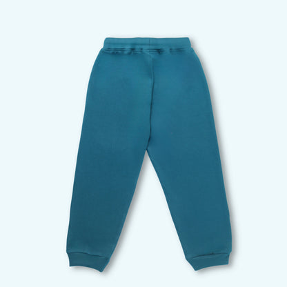 Boys Cotton Joggers with Animal Print – Teal Green | Littleseeds™ Kidswear