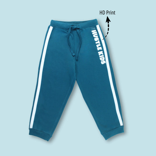 Boys Cotton Joggers with Tape Detailing – Teal Green | Littleseeds™ Kidswear