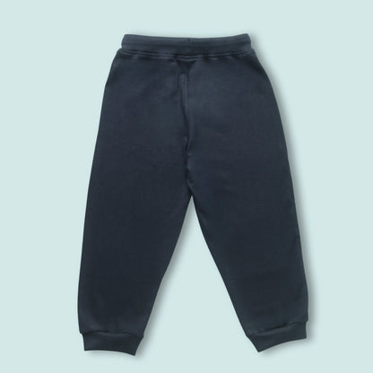 Boys Cotton Joggers with Text Print – Navy Blue | Littleseeds™ Kidswear