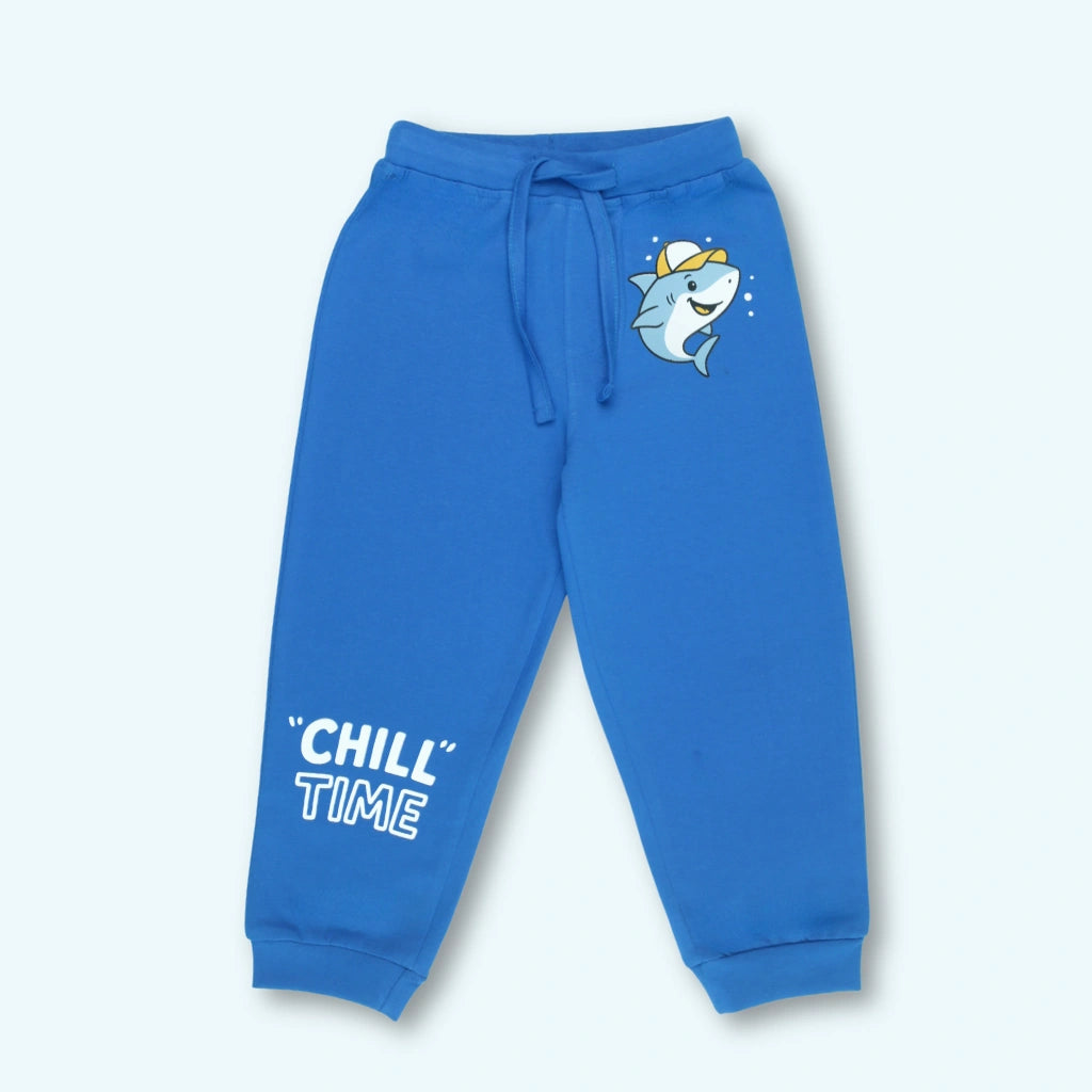 Boys Cotton Joggers with Shark Print – Royal Blue | Littleseeds™ Kidswear