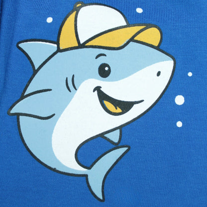 Boys Cotton Joggers with Shark Print – Royal Blue | Littleseeds™ Kidswear