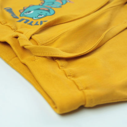 Boys Cotton Joggers with Dino Print – Golden | Littleseeds™ Kidswear