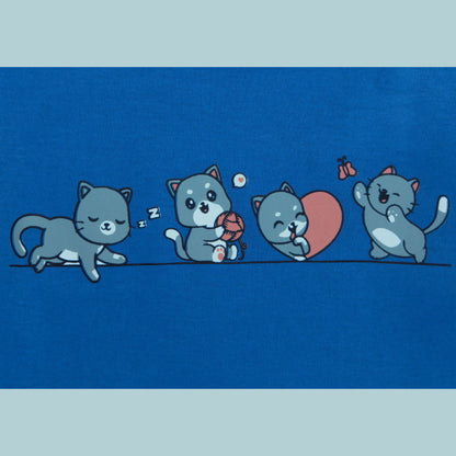 Boys Cotton Half Sleeve T-Shirt with Cat Print – Royal Blue | Littleseeds™ Kidswear
