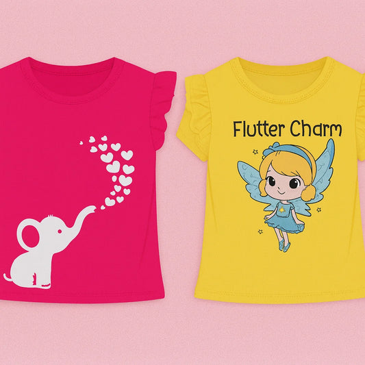 Girls T-Shirt Combo – Pink & Yellow (Pack of 2)