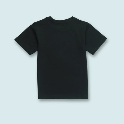 Soft cotton boys T-shirt under 500 with bear print in navy blue – back view showing premium fabric and stitching