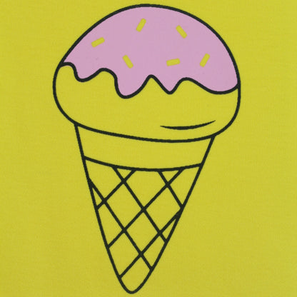 Detailed view of stitching and premium cotton material on yellow jogger pants – high-quality girlish outfits for bedtime comfort.