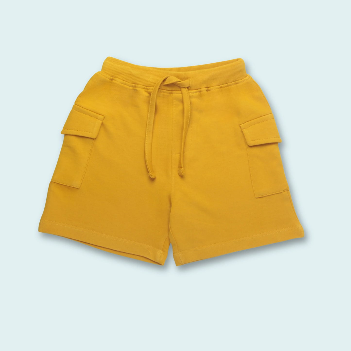 Comfortable golden cotton infants shorts for boys – front view showing lightweight fabric and classic design