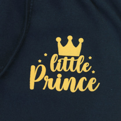 Close-up view of navy blue infants shorts – premium 100% cotton fabric with detailed tape finishing, Littleseeds™ kidswear.