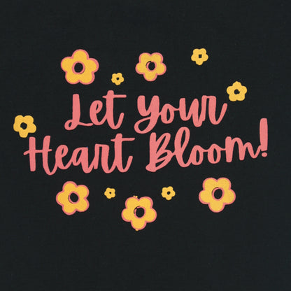 Close-up of floral print on black cotton puff sleeve night T-shirt – premium quality night dress for childrens.