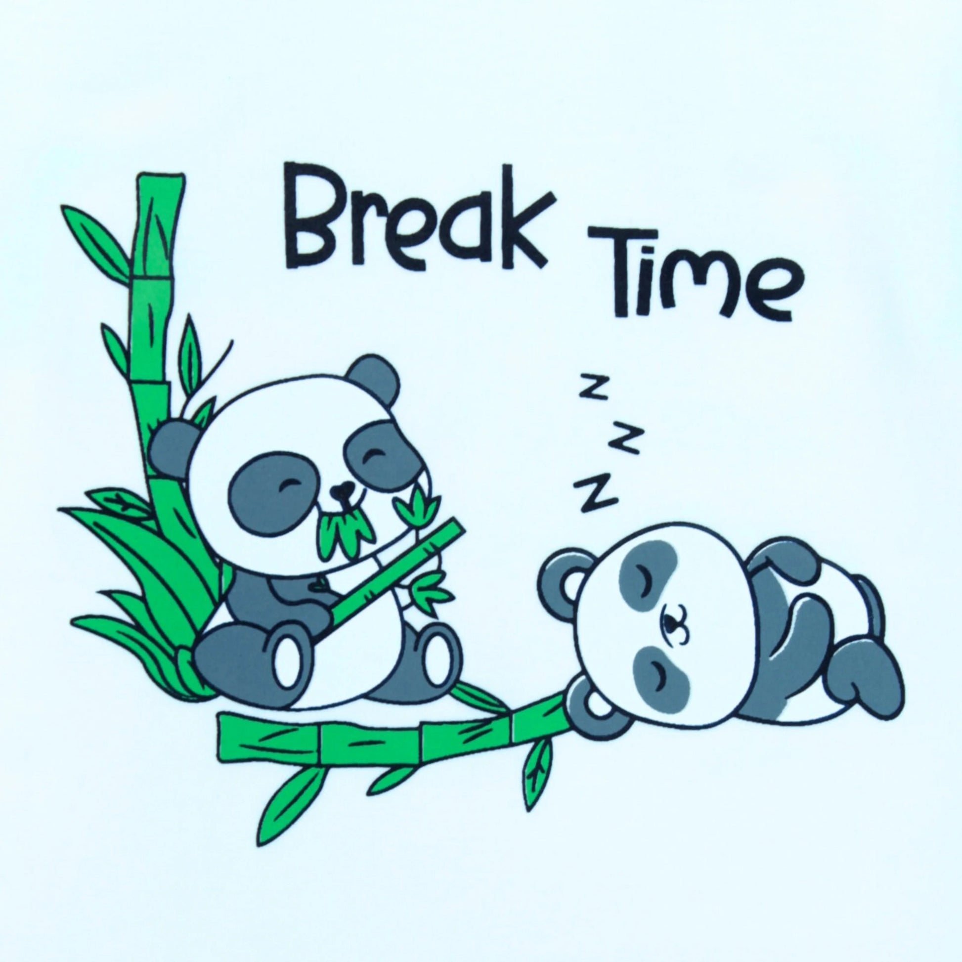 Close-up of cute panda design on boys cotton half sleeve white T-shirt — premium quality t shirts for infants.